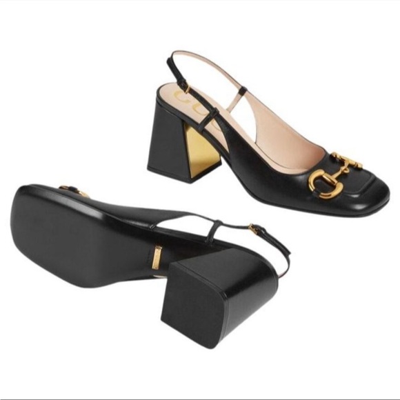 Gucci Shoes - GUCCI Baby horsebit-detailed leather slingback pumps EU:39.5